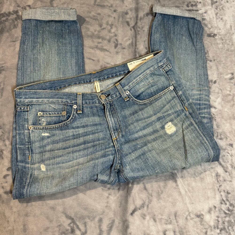 Rag & Bone boyfriend style jeans sz 28‎ Ripped Cuffed, cotton, natural fabric